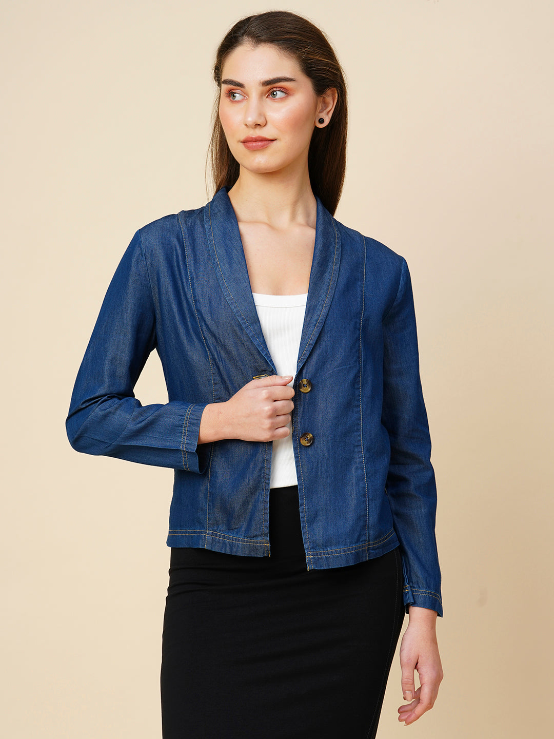 Cotton Tencel Denim Unlined Fluid Jacket