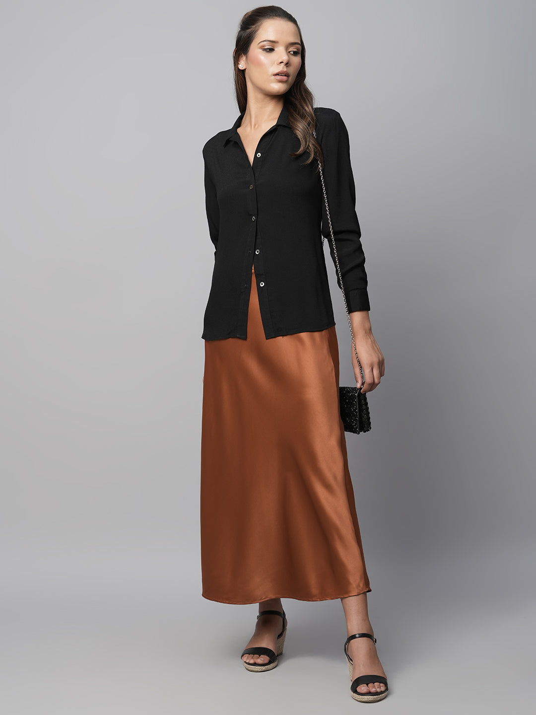 Silk Satin Bias Cut Skirt