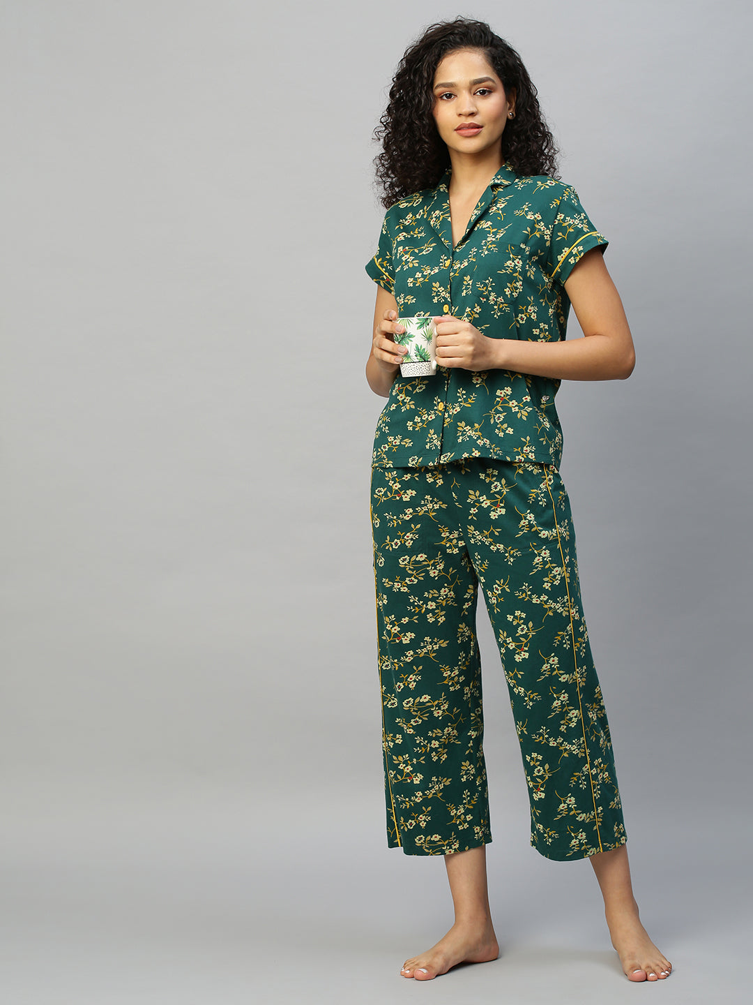 Botanical Printed Cotton Jersey Nightsuit