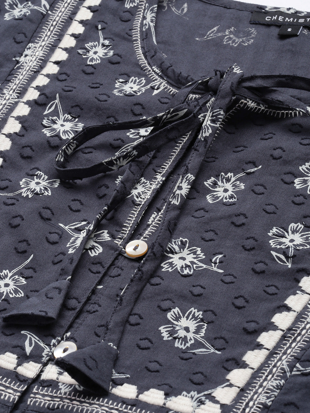 EMBROIDERED COTTON DOBBY KURTA