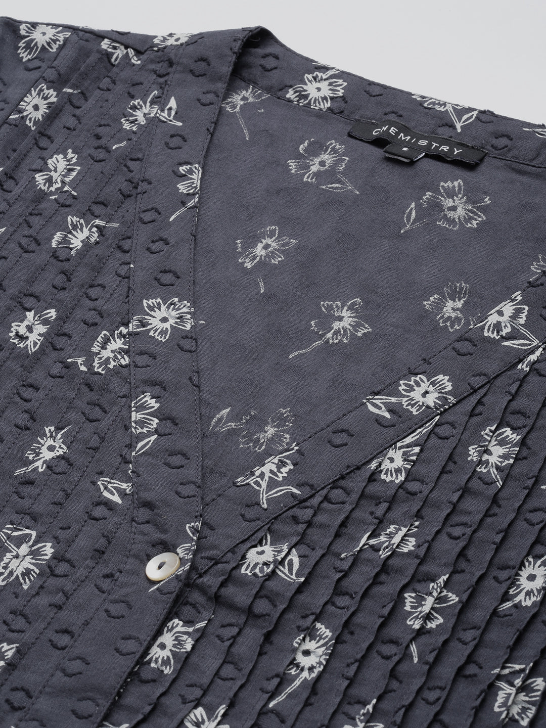 EMBROIDERED COTTON DOBBY AND POPLIN KURTA SET