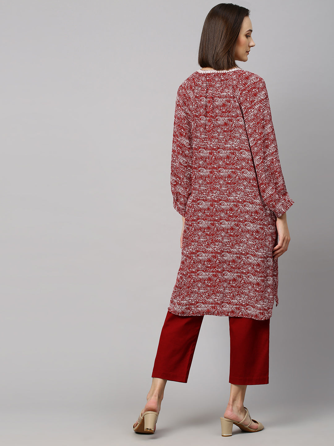 Embroidered  Viscose Crepe & Cotton Flex Kurta Set