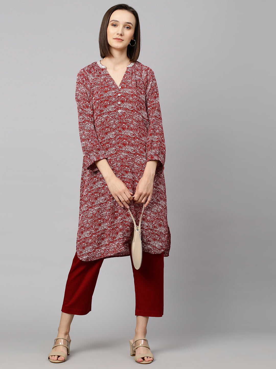 Embroidered  Viscose Crepe & Cotton Flex Kurta Set