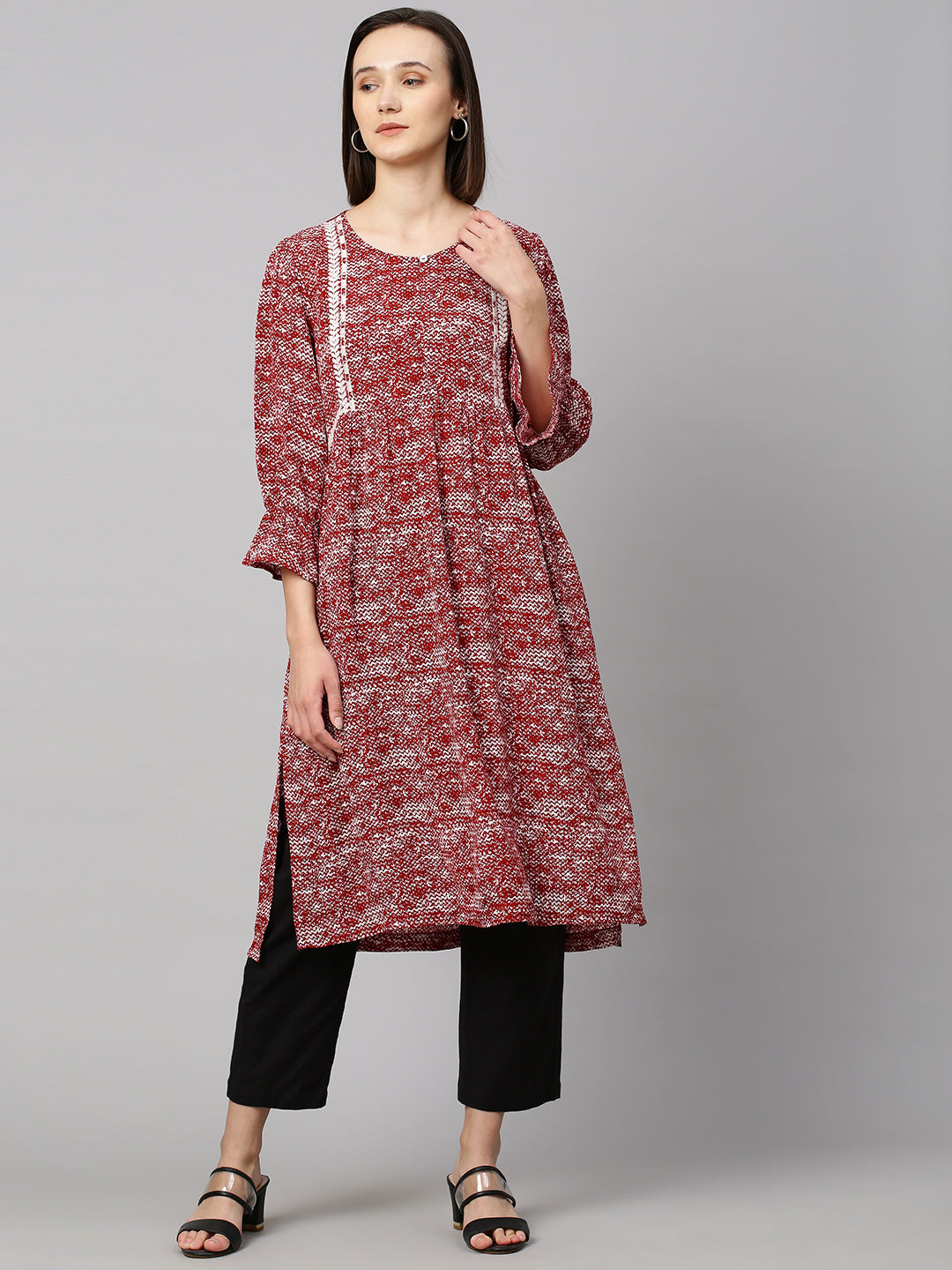 Embroided Viscose Crepe Kurta