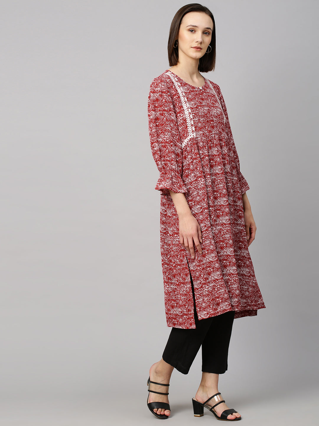 Embroided Viscose Crepe Kurta