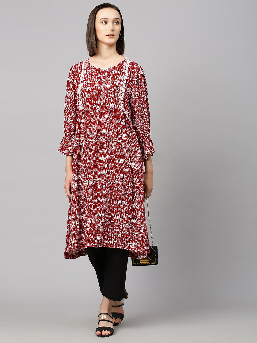 Embroided Viscose Crepe Kurta