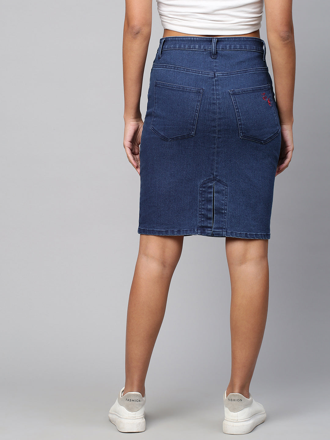 Dark Wash 5 Pocket Denim Pencil Skirt
