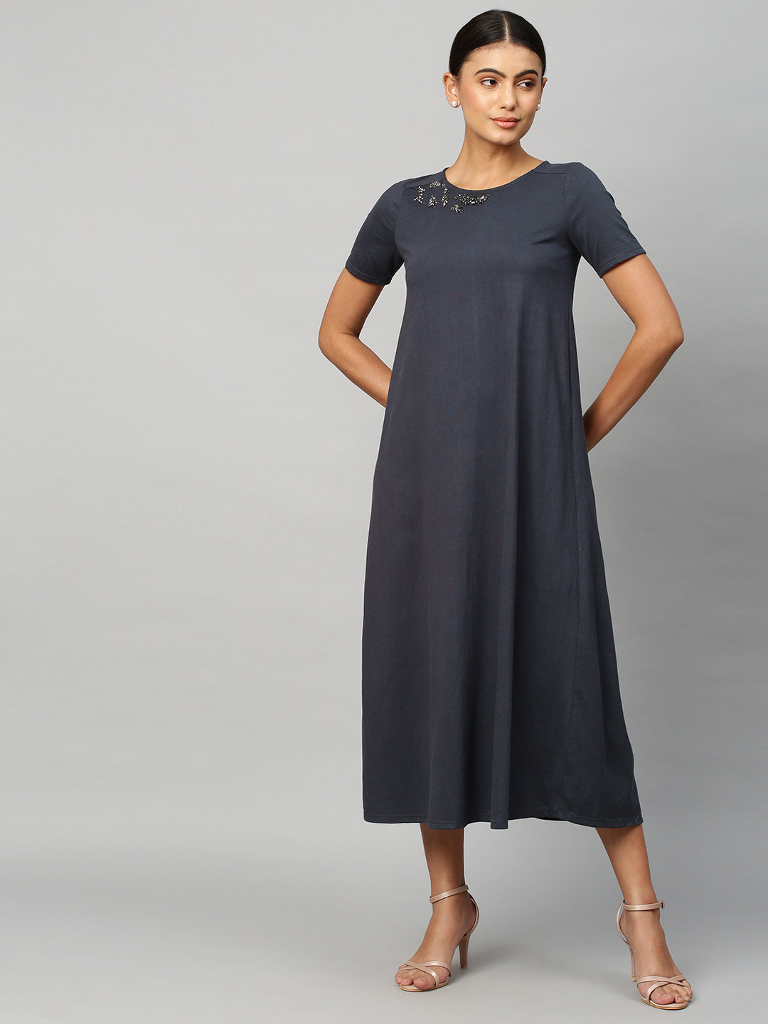 Embellished A - Line Maxi Dress