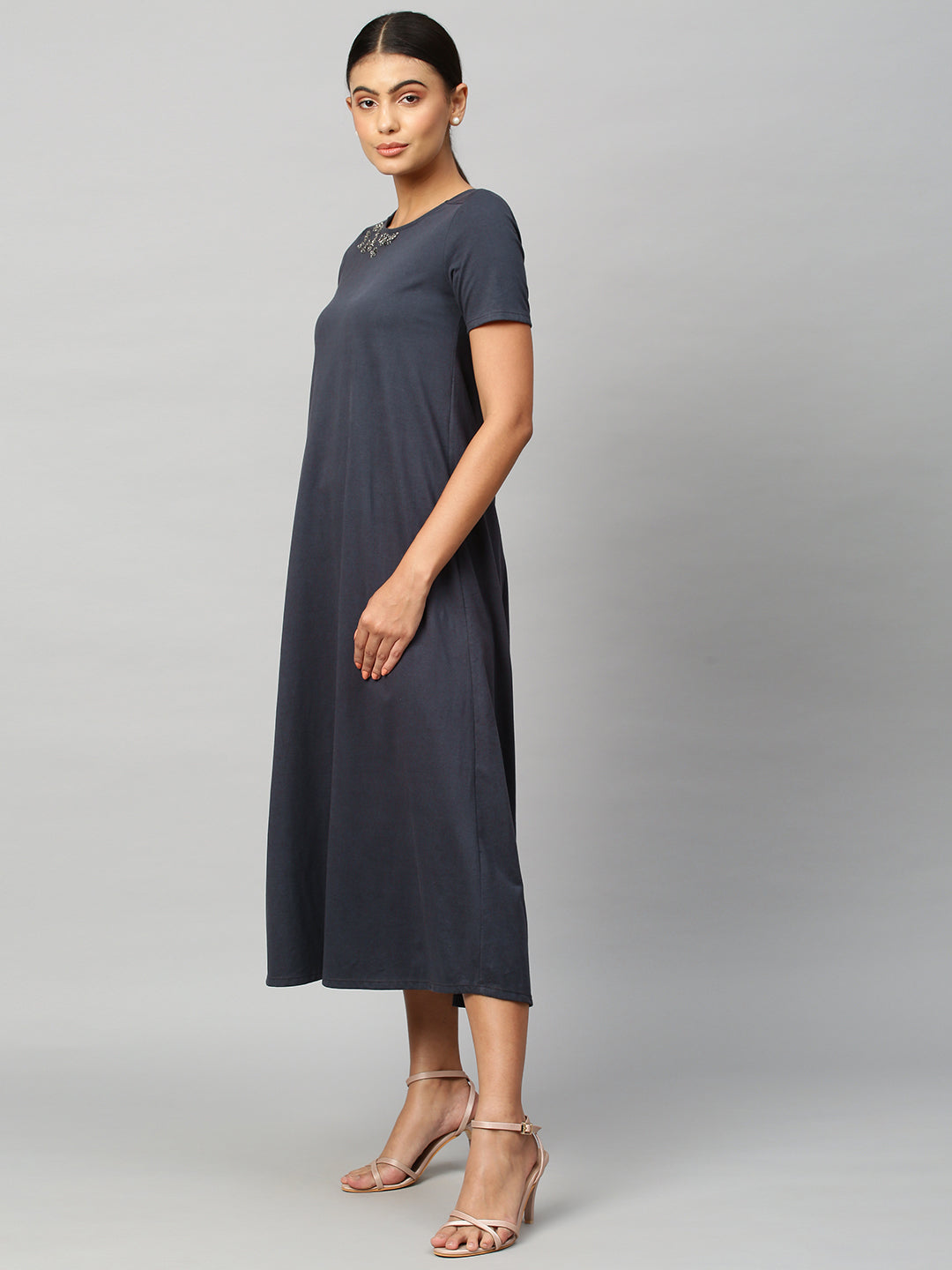Embellished A - Line Maxi Dress