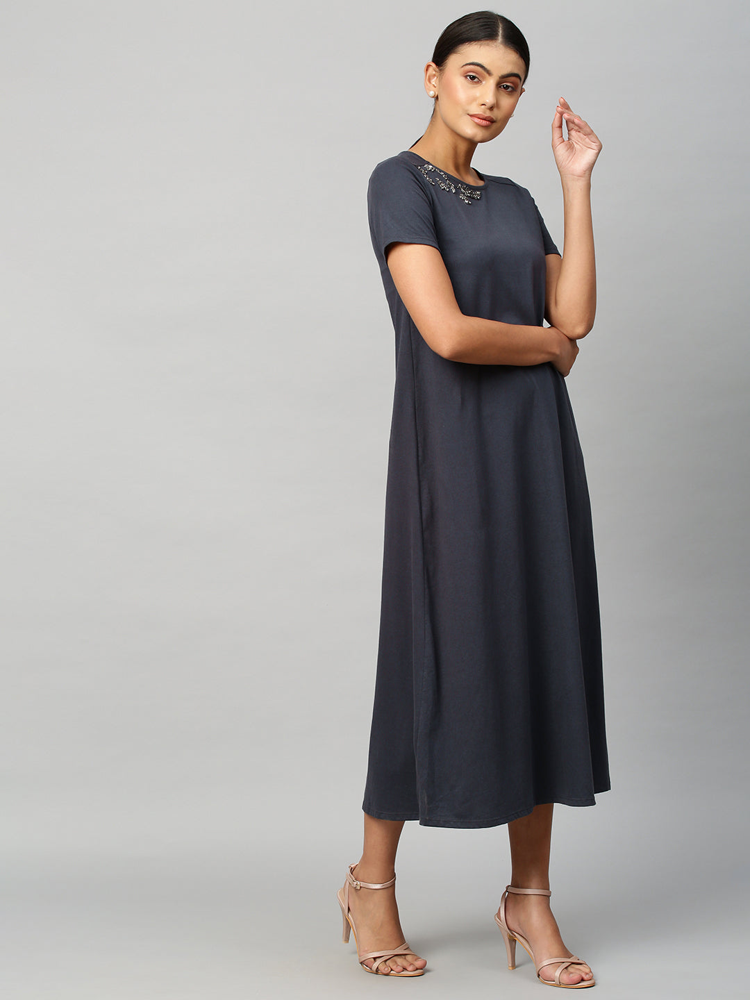 Embellished A - Line Maxi Dress