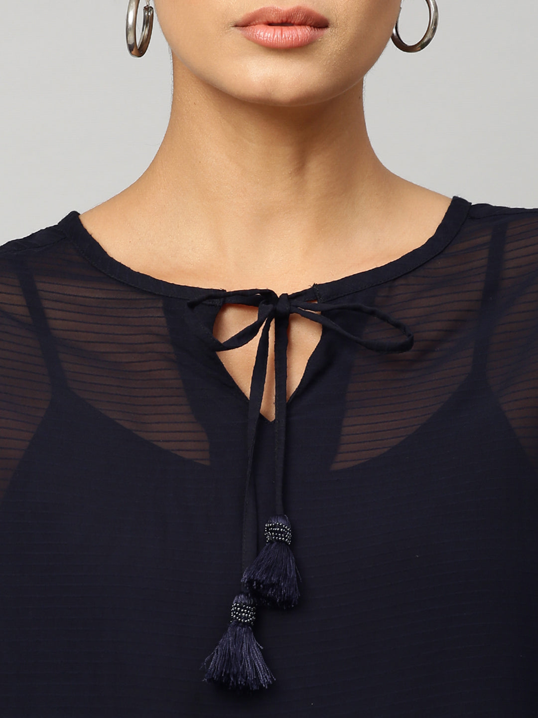 Textured Viscose Dobby Drop Shoulder Top