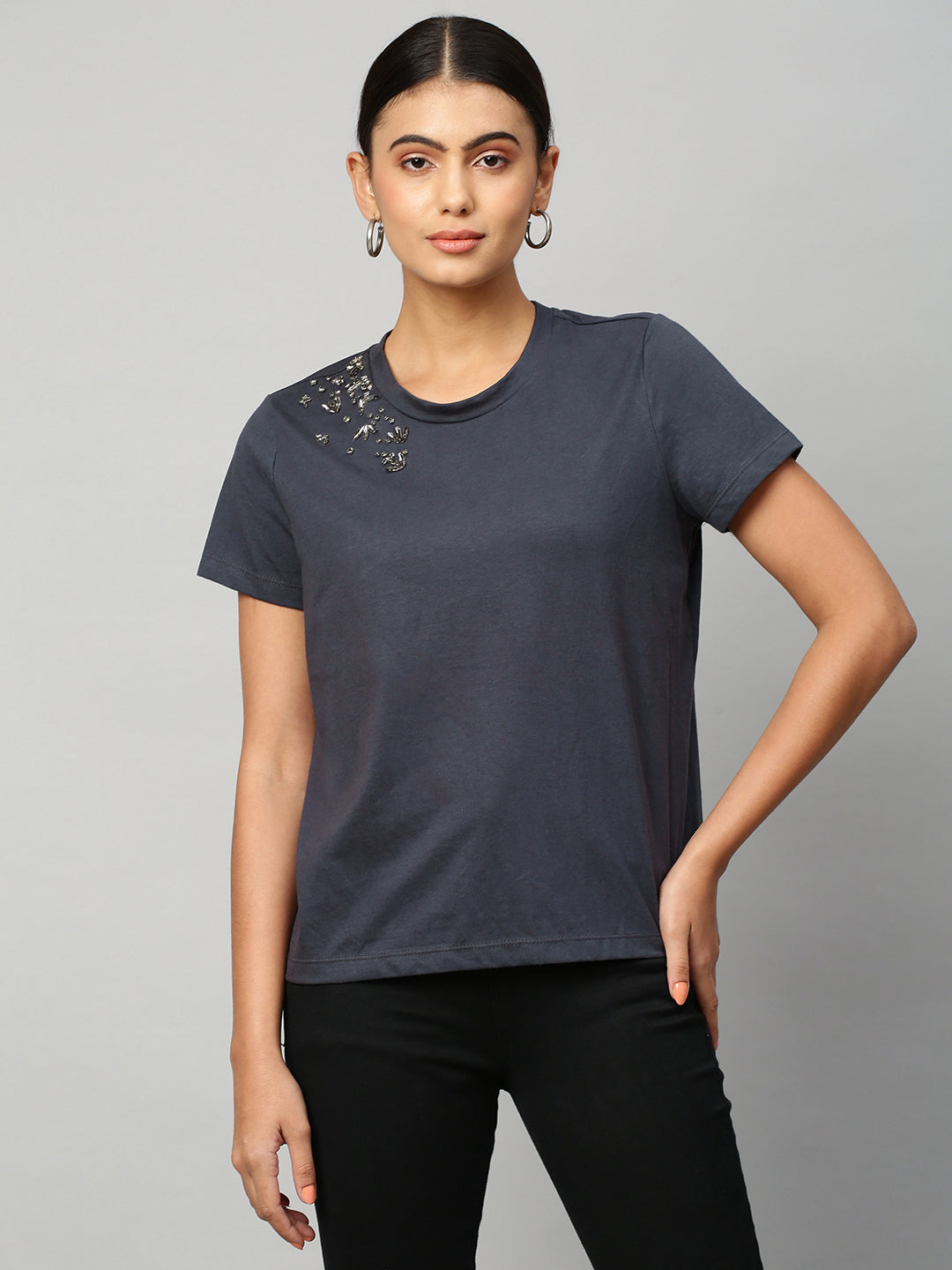 Cotton Jersey Embellished Tee