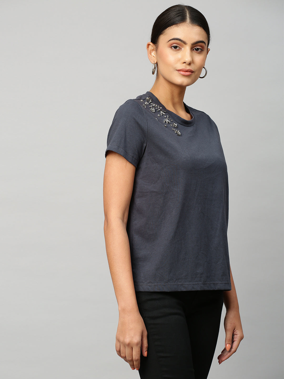 Cotton Jersey Embellished Tee