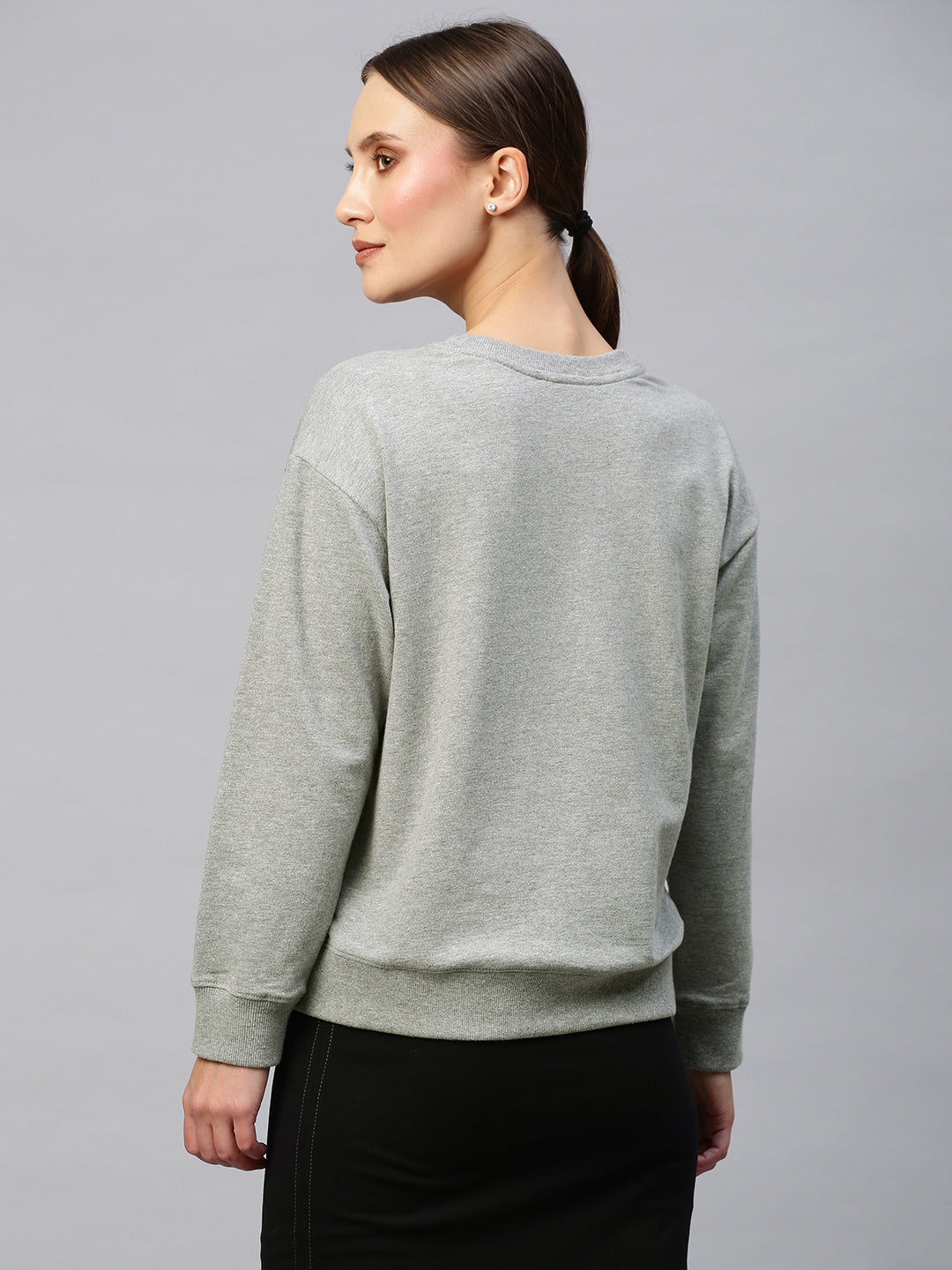 French Terry Sweatshirt With "Nice" Thread & Buggle Bead Embroidery