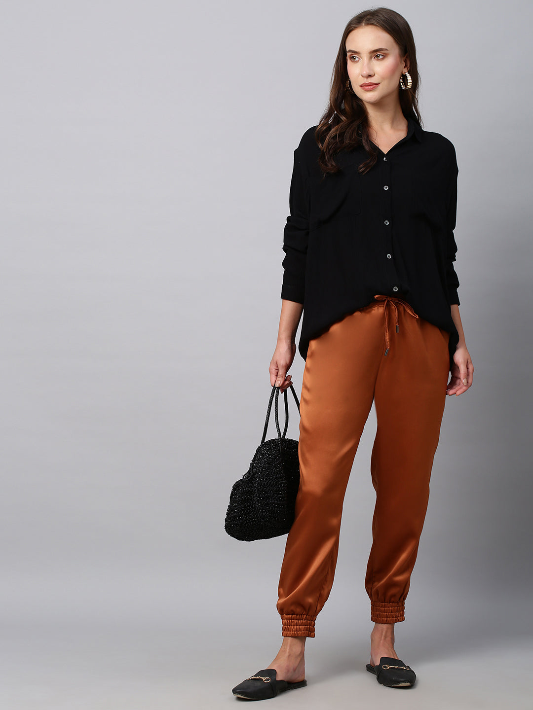 Pull On Elasticated Satin Evening Joggers