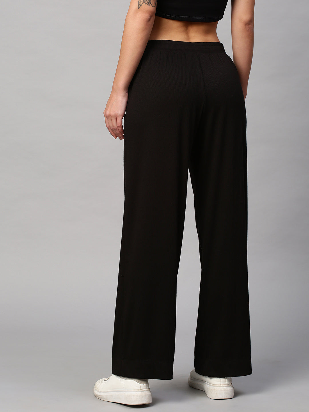 Mid Waisted Ribbed Lycra Wide Leg  Lounge Pants