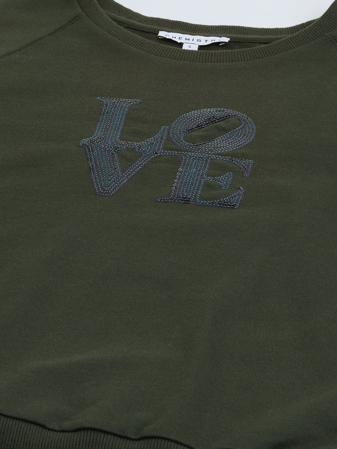 French Terry Sweatshirt With "Love" Sequinned Embroidery