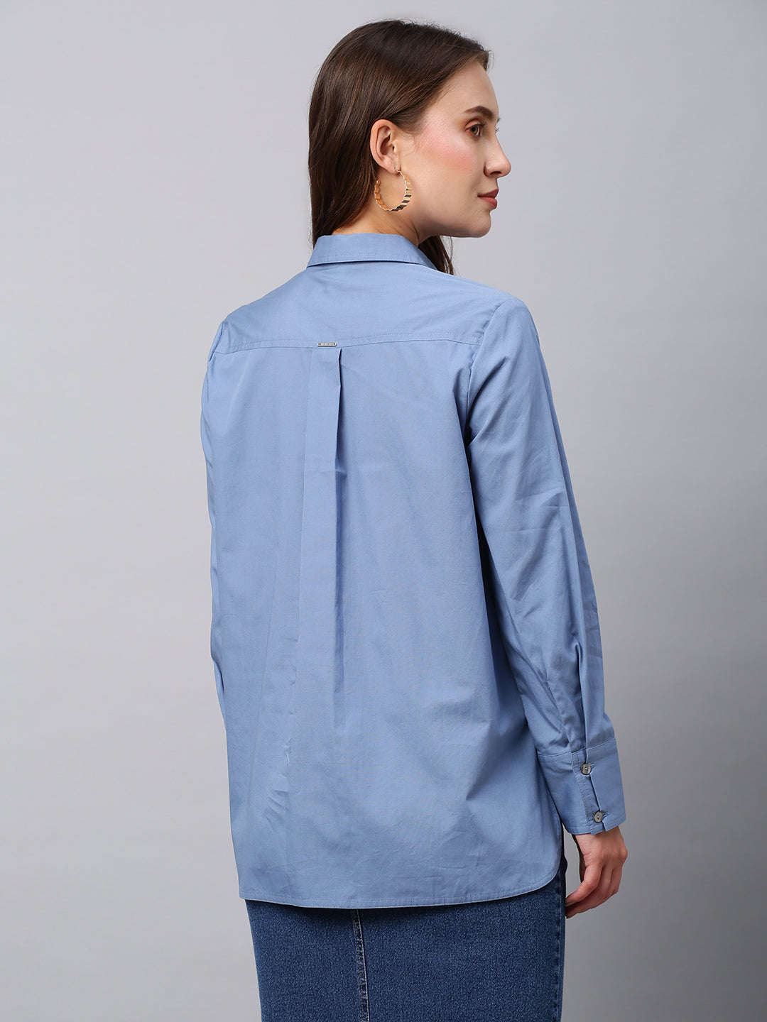 Cotton Poplin Slim Fit Shirt W/ A High Low Hemline