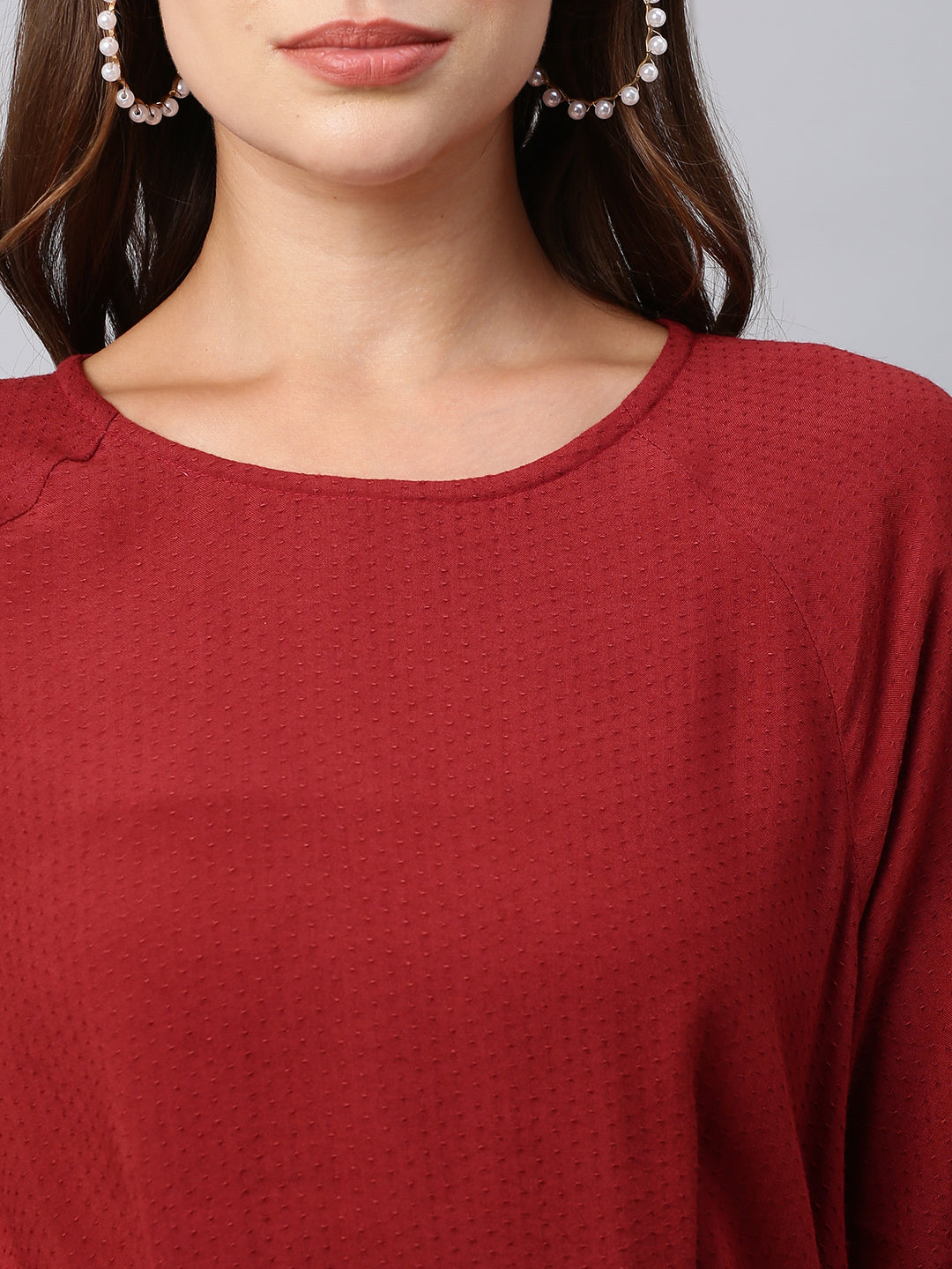 Rayon Dot Dobby Faux Wrap Side Tie Dress