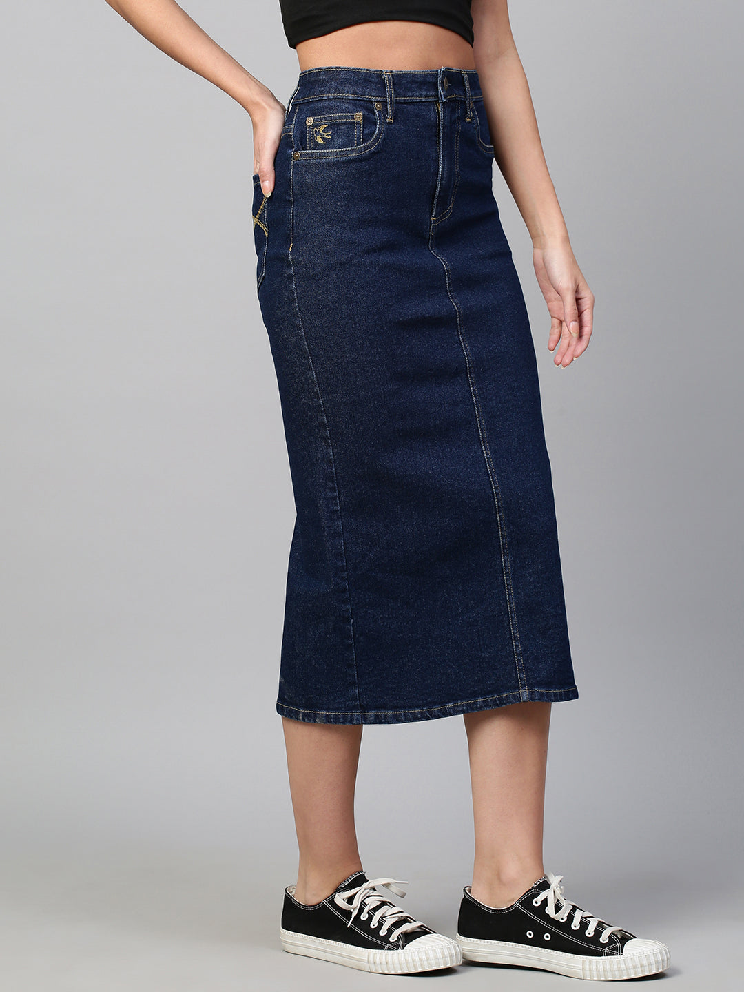 Dark Wash 5 Pocket Denim Pencil Skirt