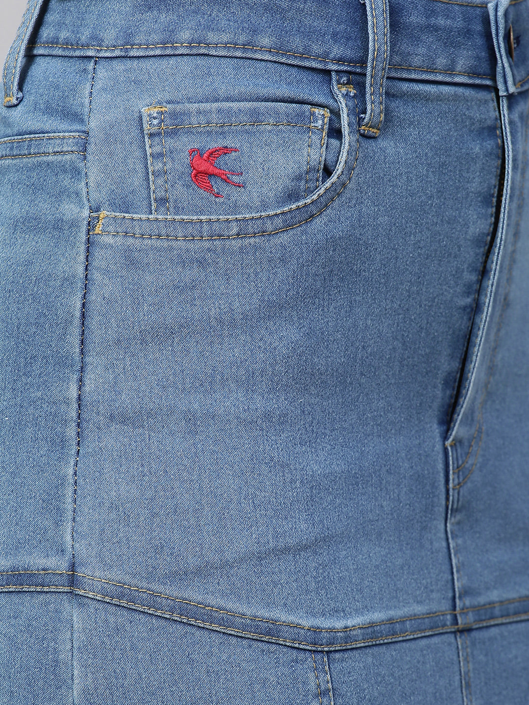 Mid Wash Denim Fit N Flare Skirt