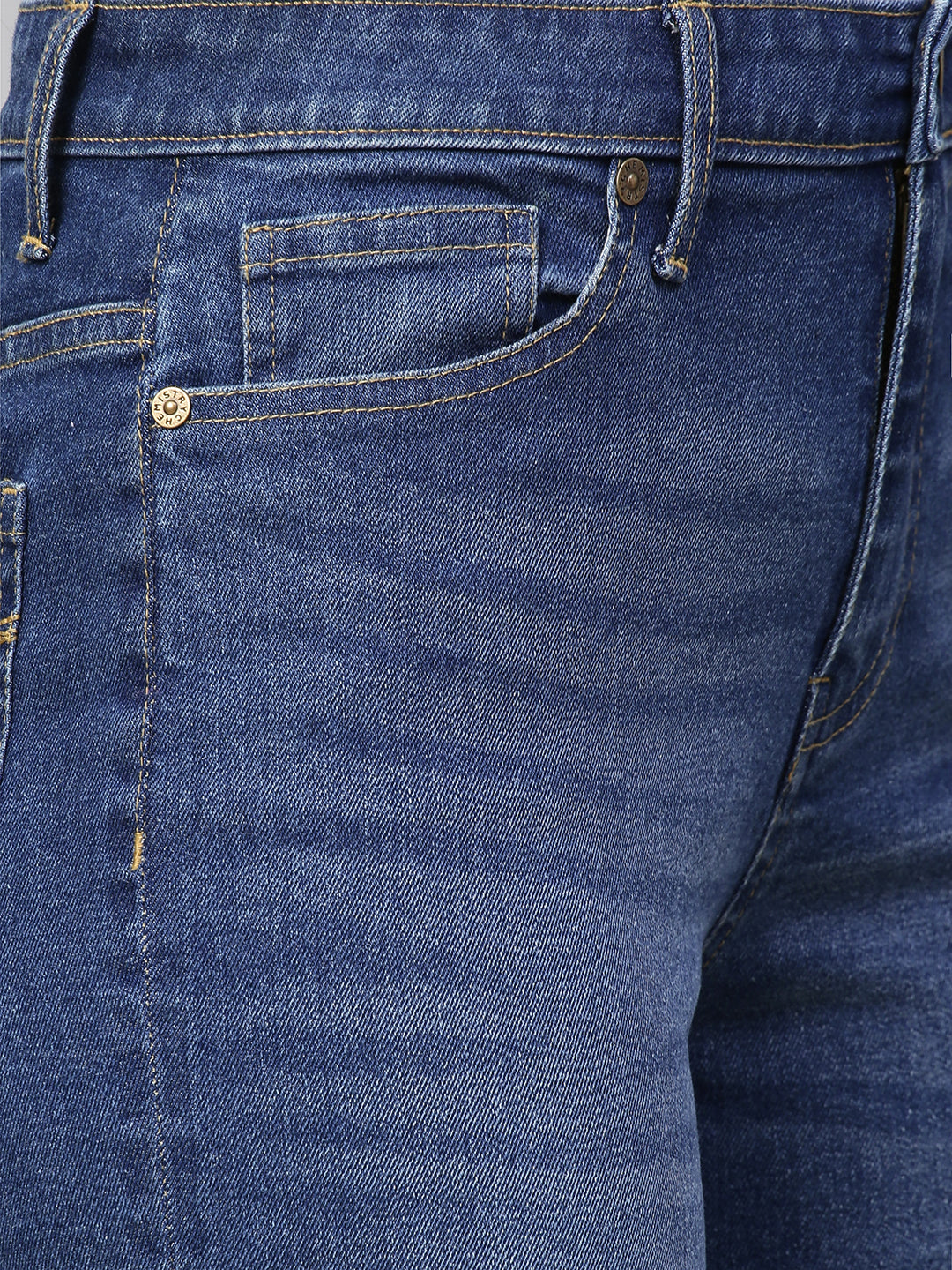 Mid Rise Wide Leg Mid Wash Jeans