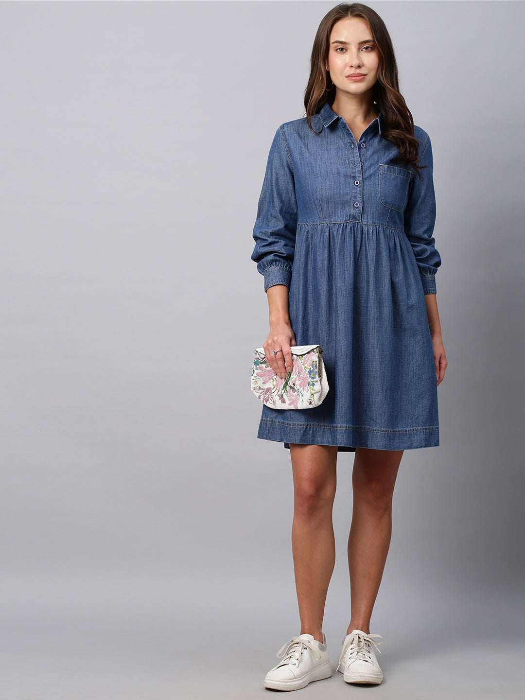 Denim Pop Over Shirt Dress
