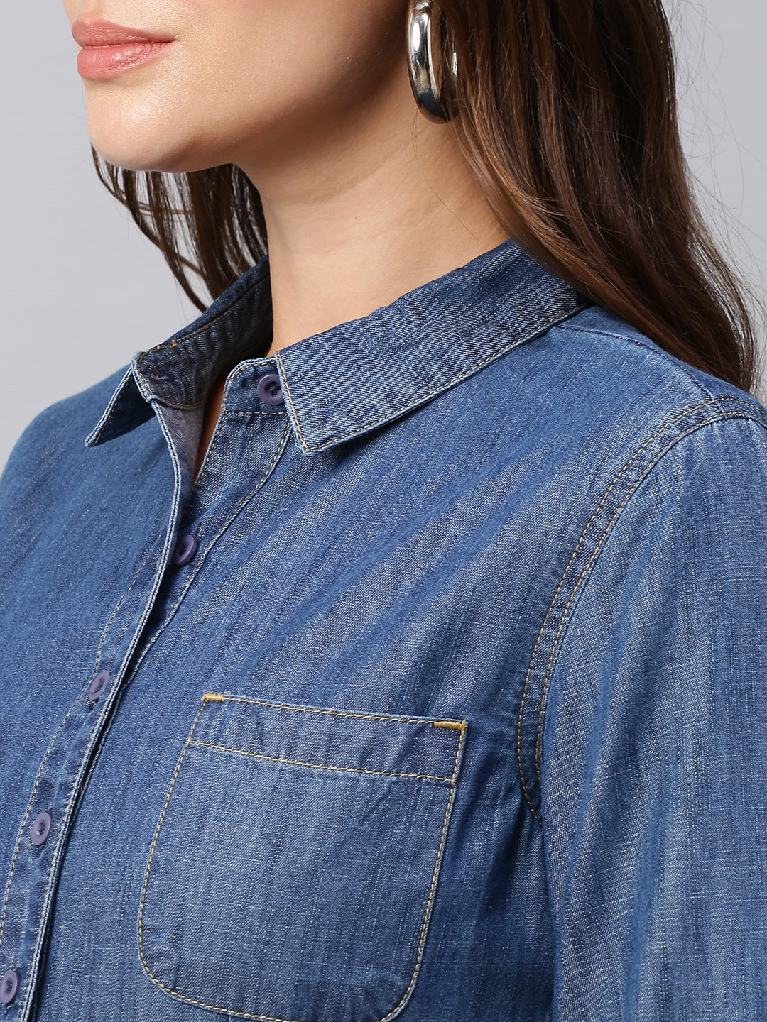 Denim Pop Over Shirt Dress