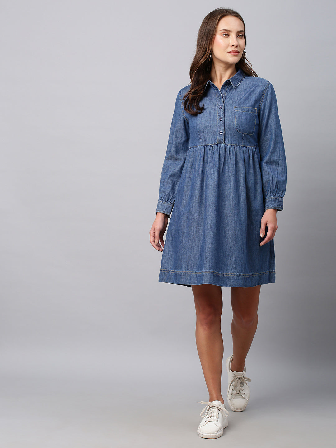 Denim Pop Over Shirt Dress