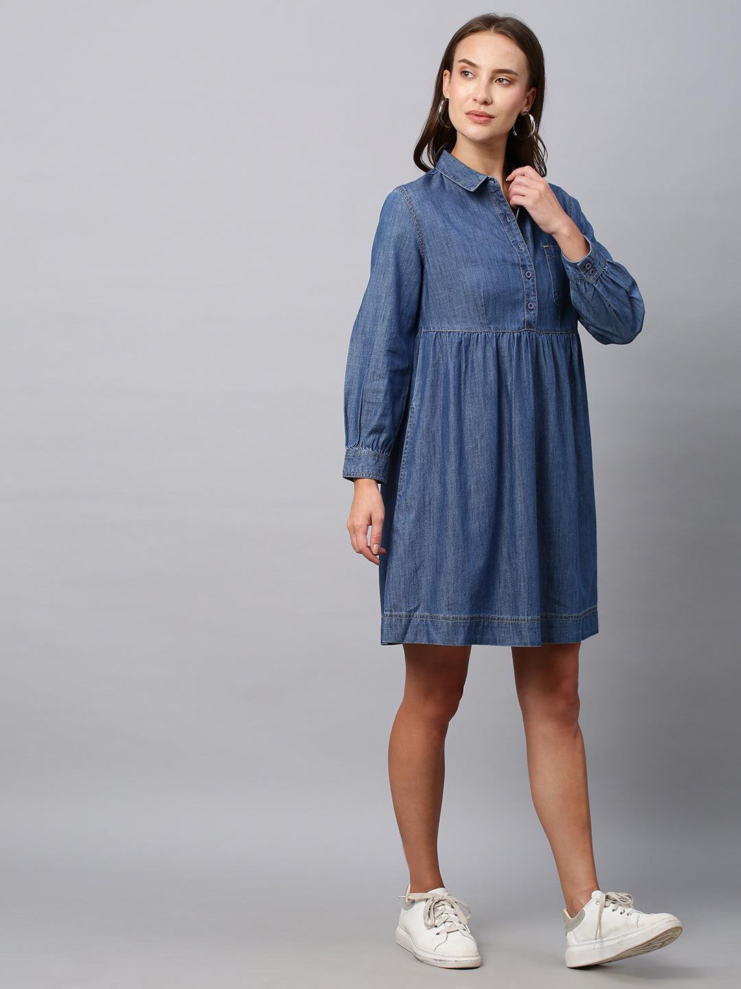 Denim Pop Over Shirt Dress