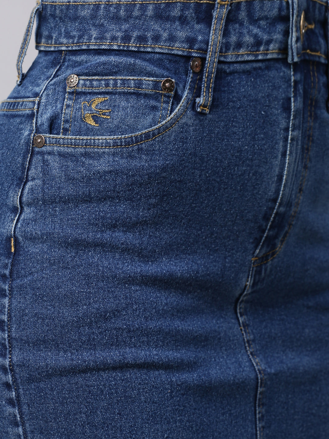 Medium Wash 5 Pocket Denim Pencil Skirt