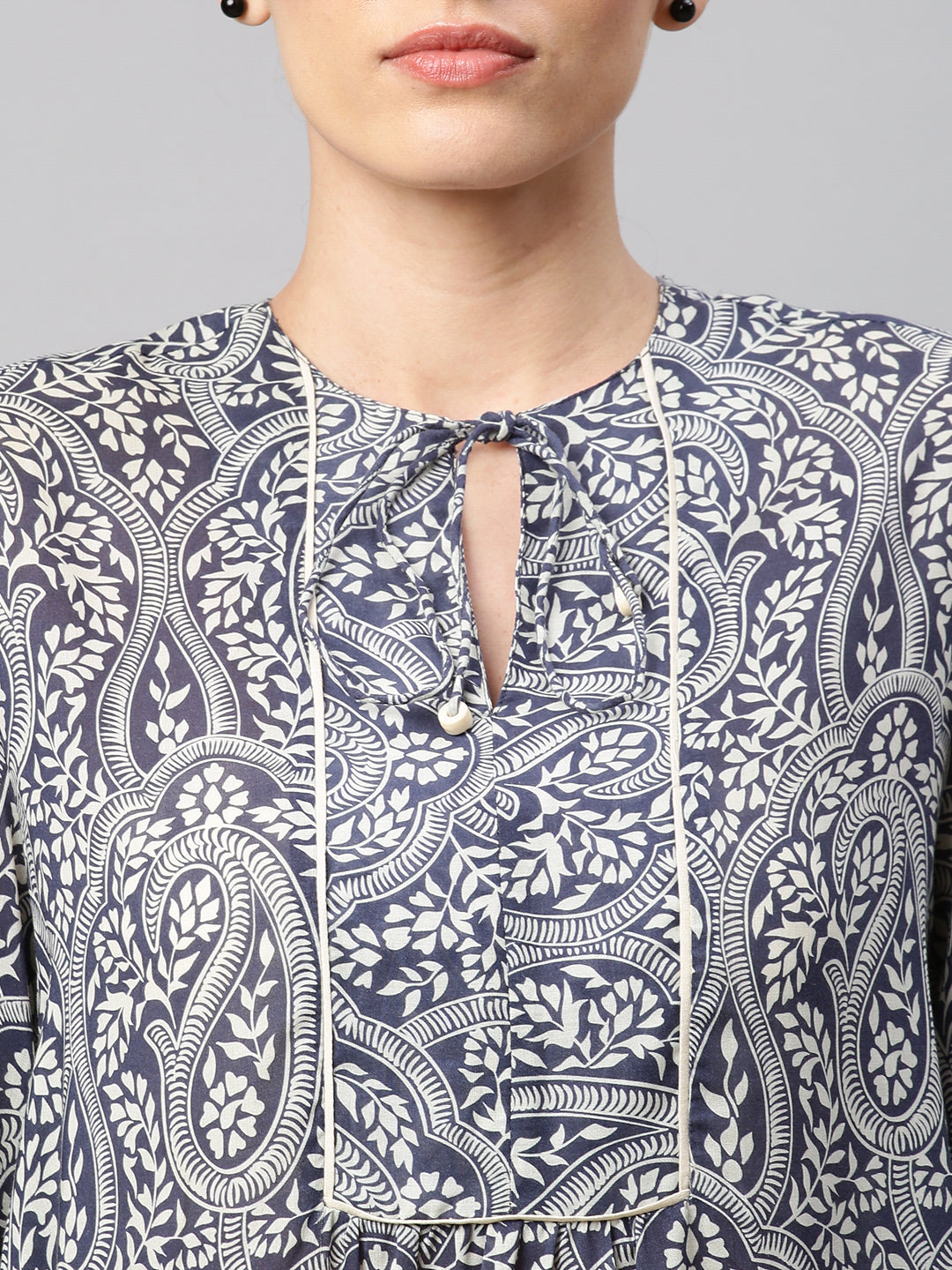 Paisley Printed Modal Tunic With Embroidered Rayon Pyjamas