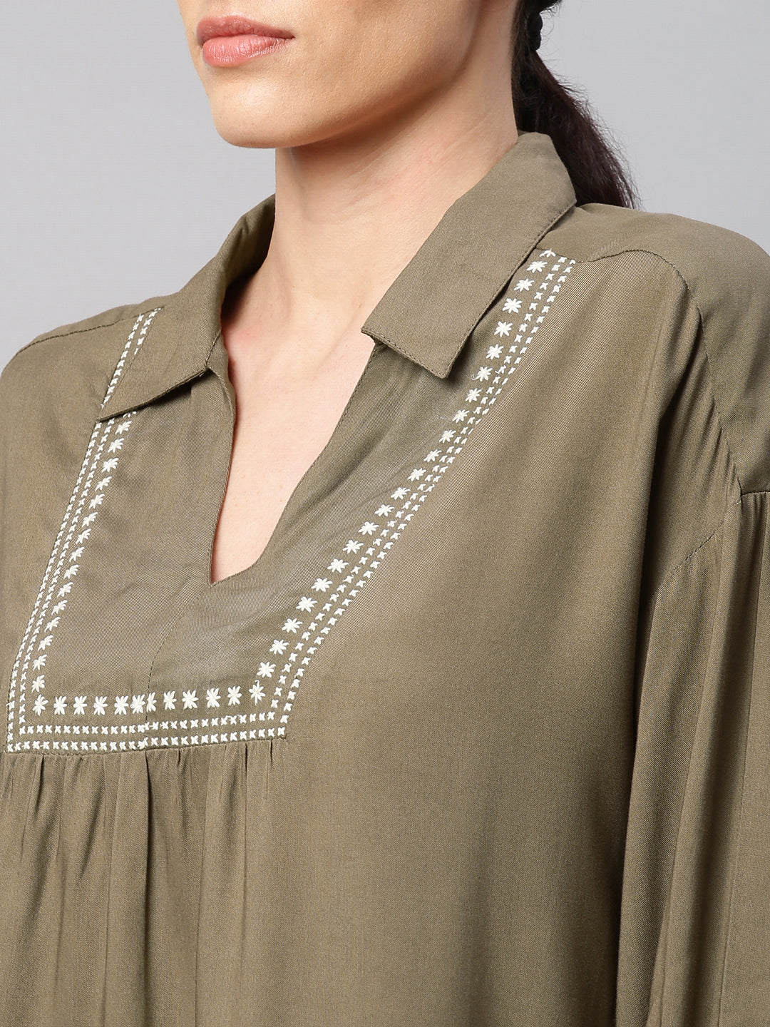 Embroidered Rayon Tunic Top