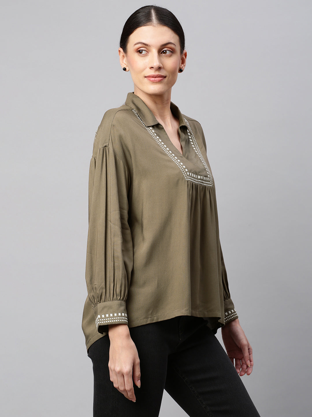 Embroidered Rayon Tunic Top