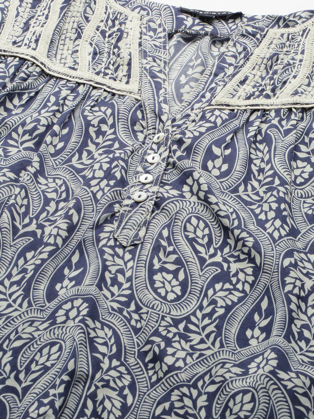 Paisley Printed Modal Embroidered Tunic Top