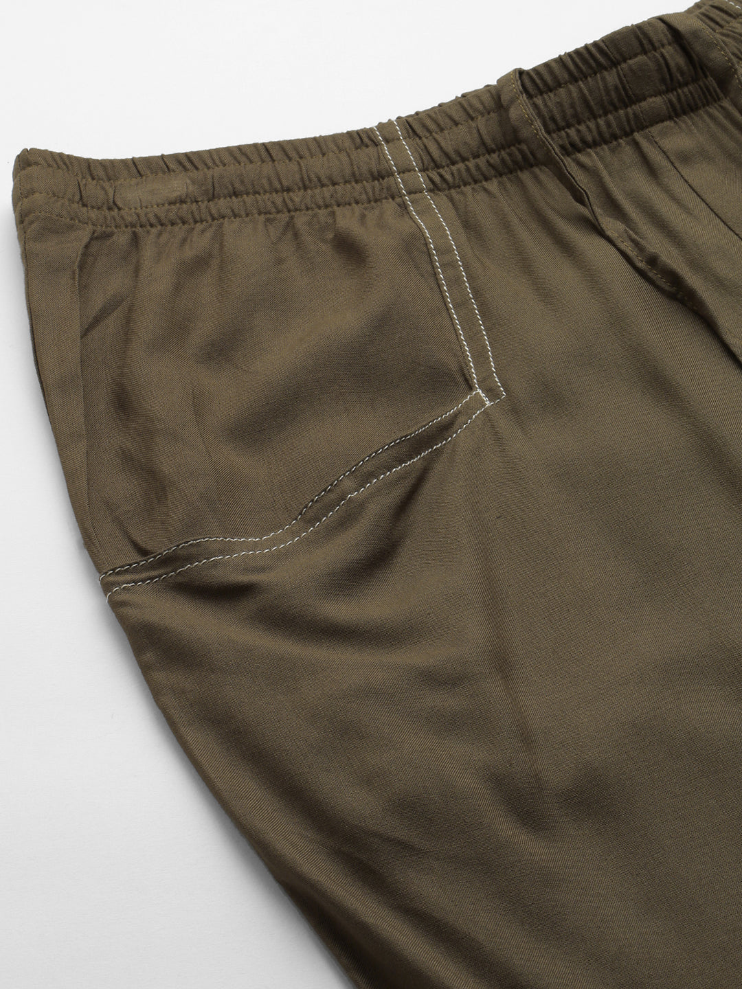 Rayon Twill Trouser With Contrast Embroidery