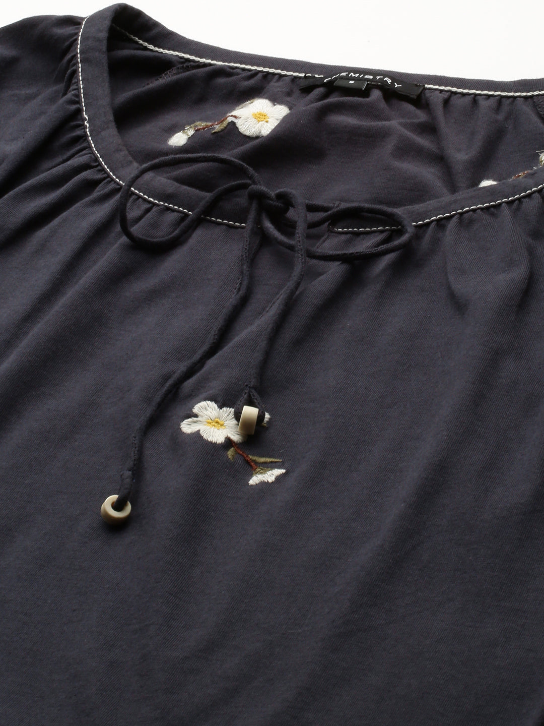 Embroidered Cotton Jersey Raglan Sleeve Top