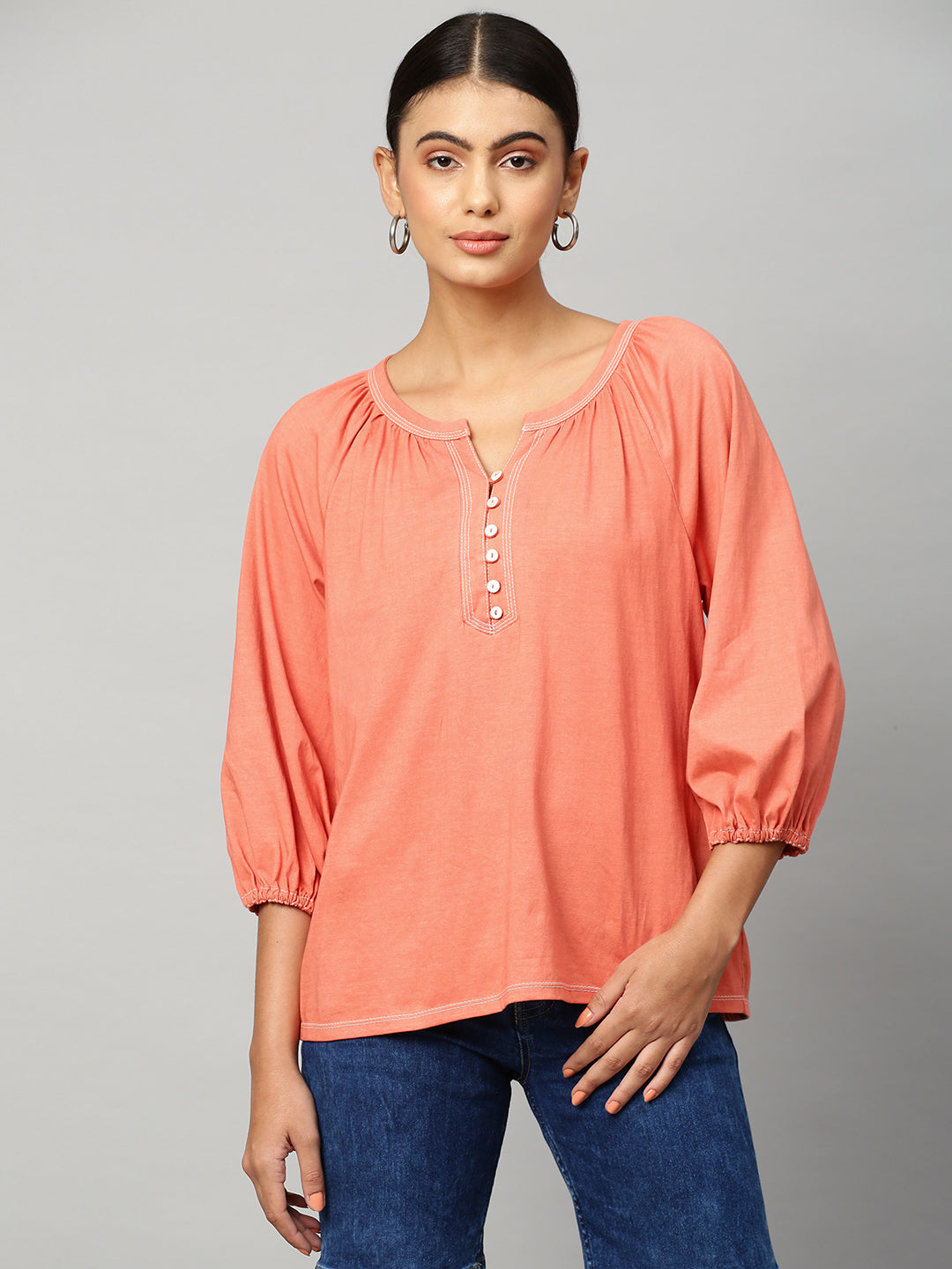 Cotton Jersey Raglan Sleeve Top