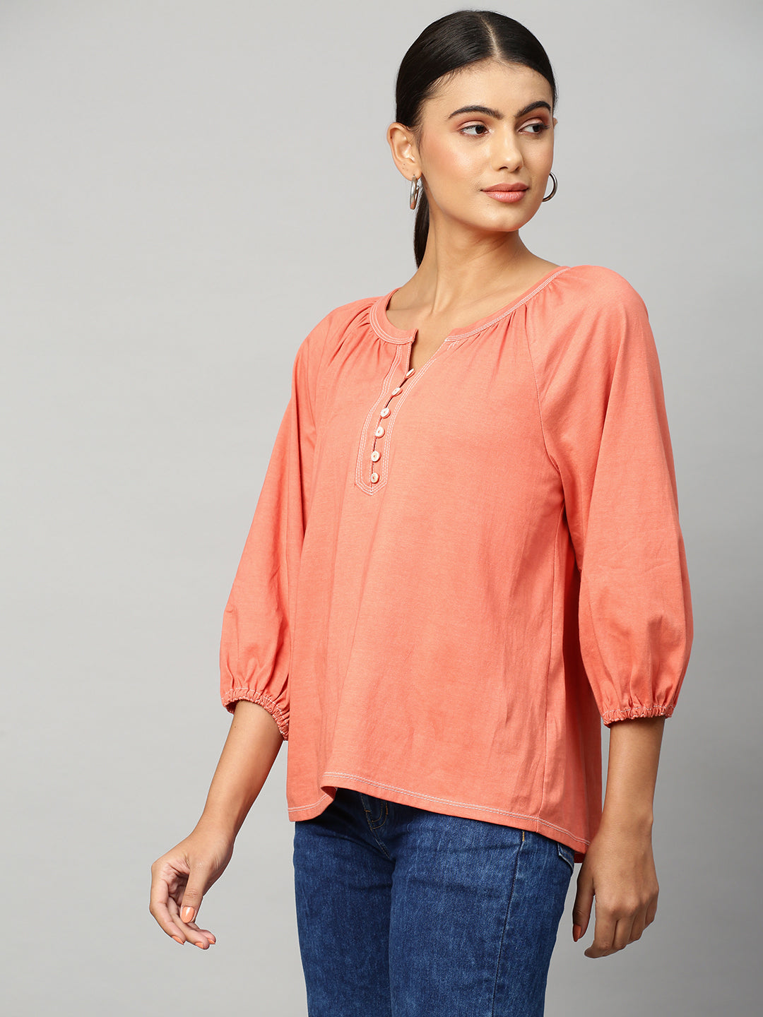 Cotton Jersey Raglan Sleeve Top