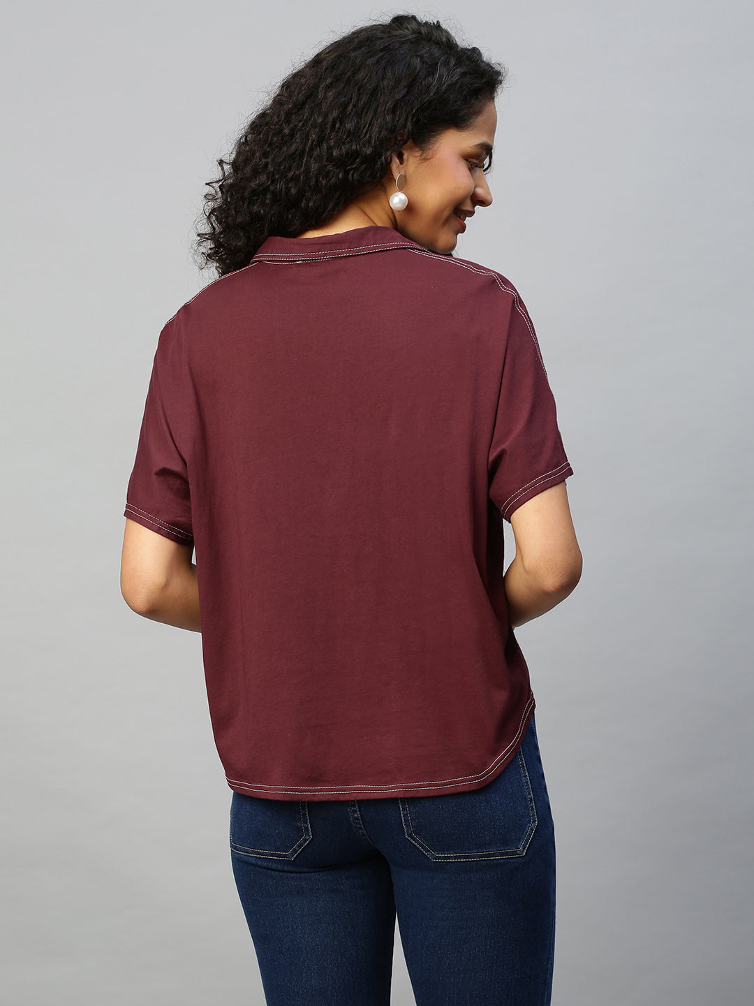 Cotton Jersey Oversized Cropped Shirt