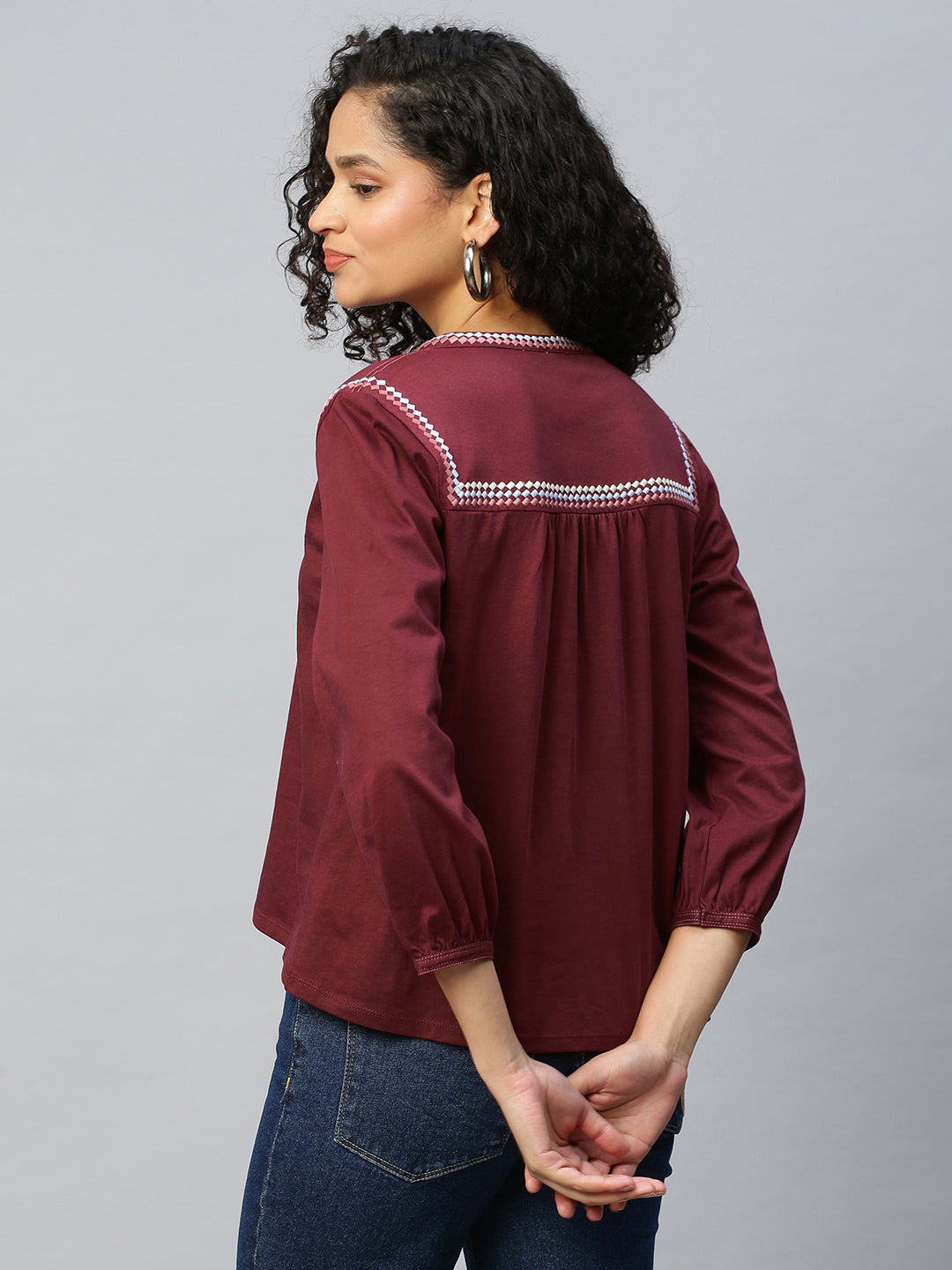 Cotton Jesrey Embroidered Tunic Top