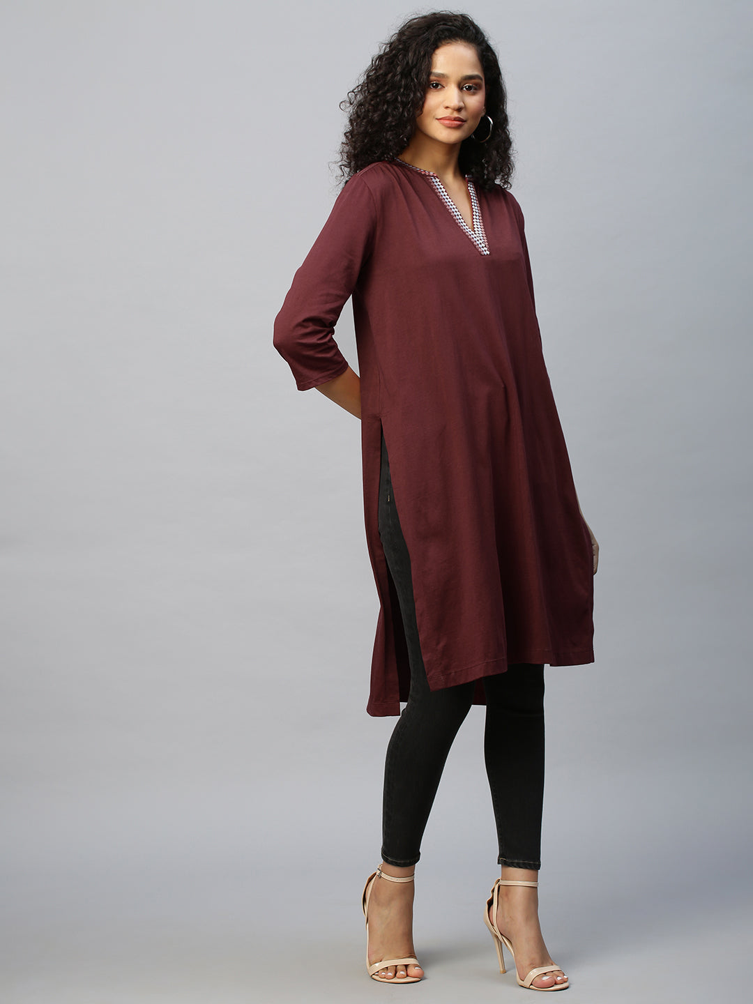 Longline Embroidered Cotton Jersey Tunic
