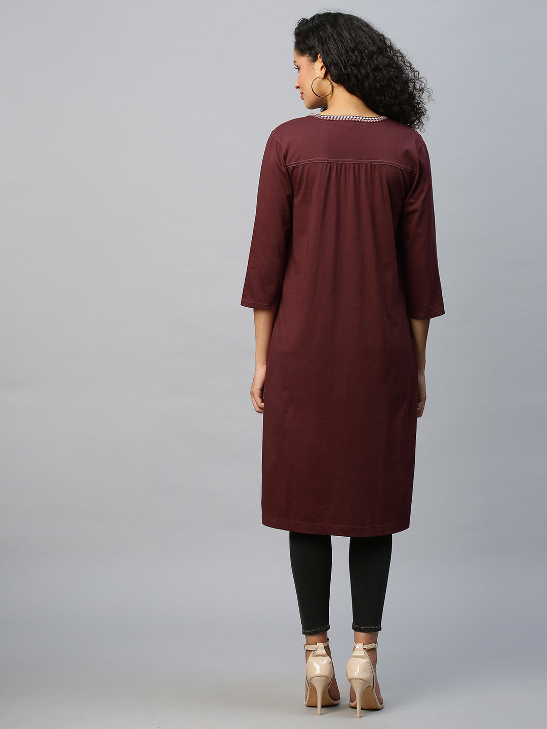 Longline Embroidered Cotton Jersey Tunic