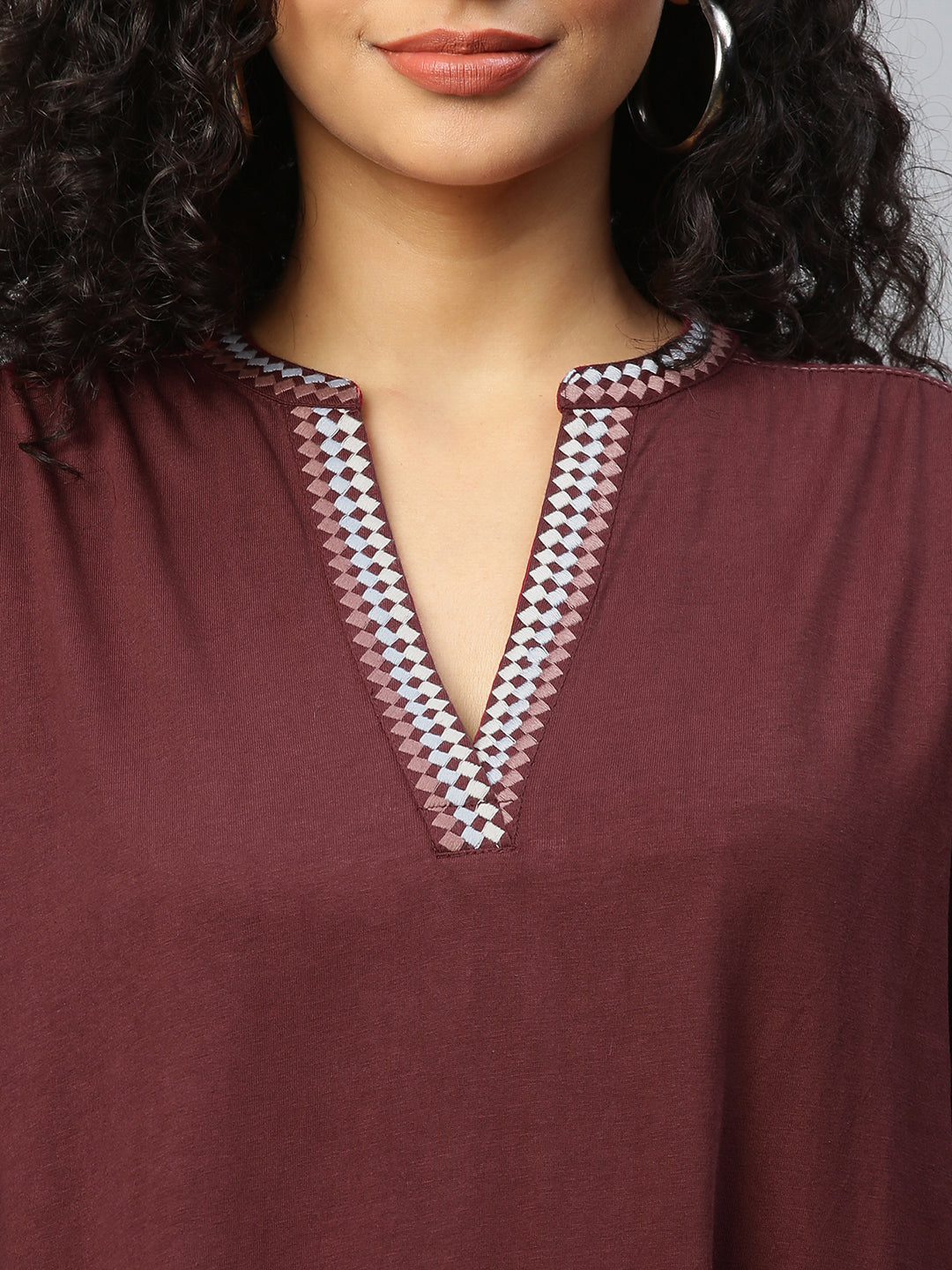 Longline Embroidered Cotton Jersey Tunic