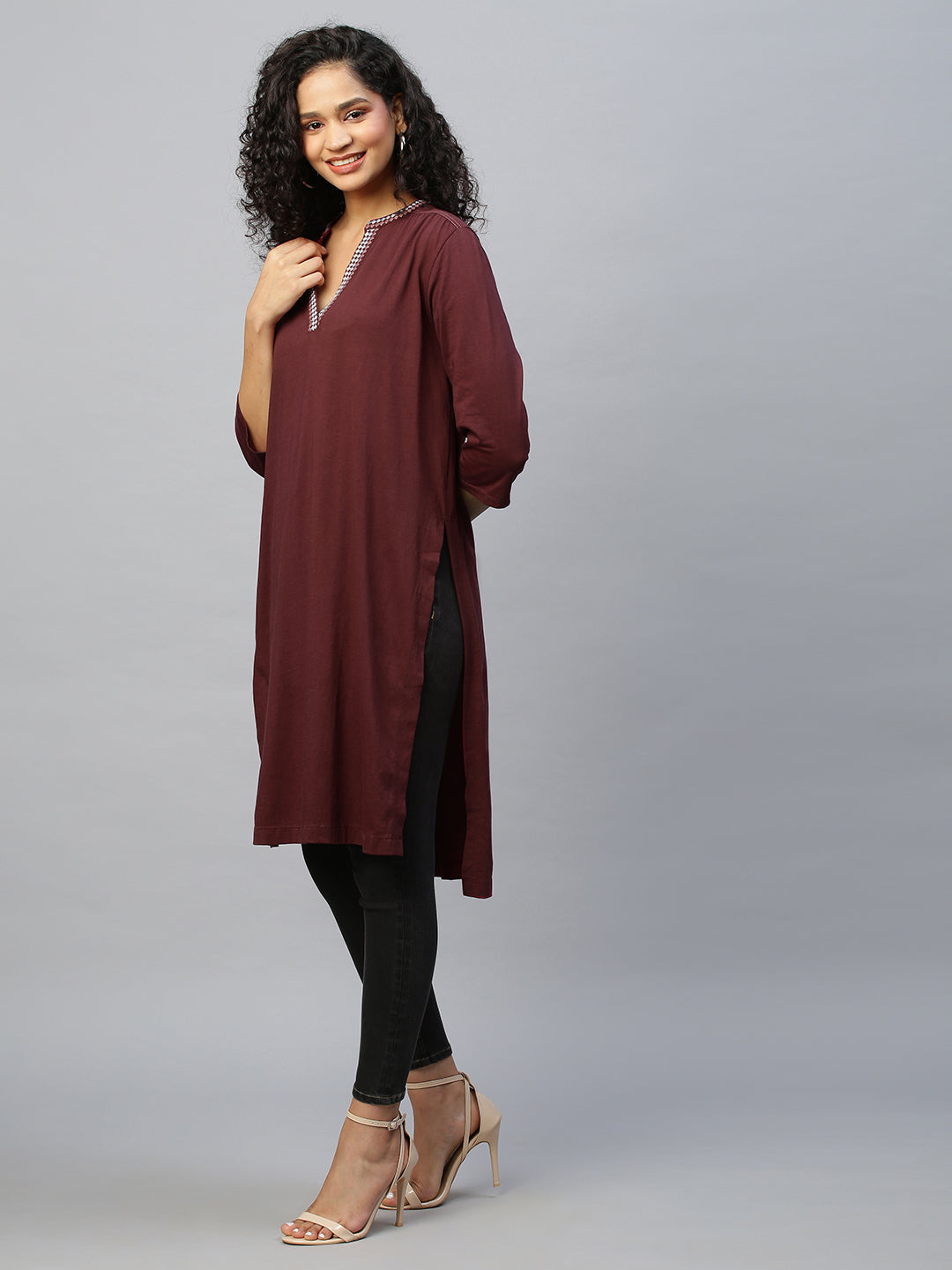 Longline Embroidered Cotton Jersey Tunic