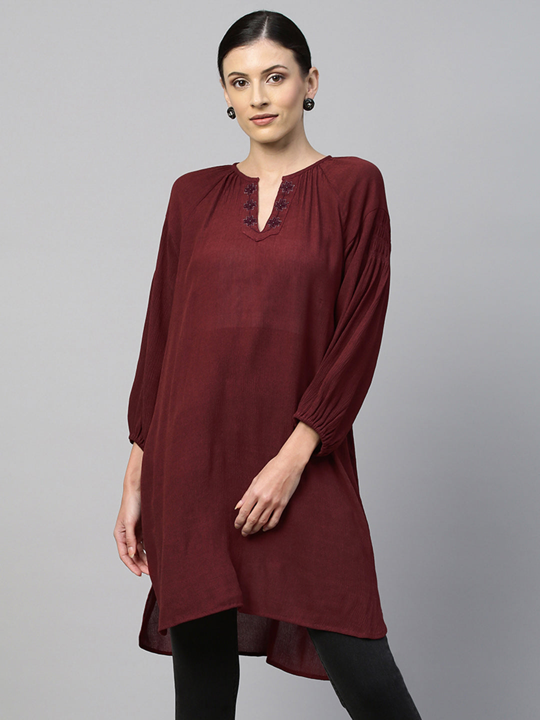 CRINKLE RAYON EMBROIDERED KURTA