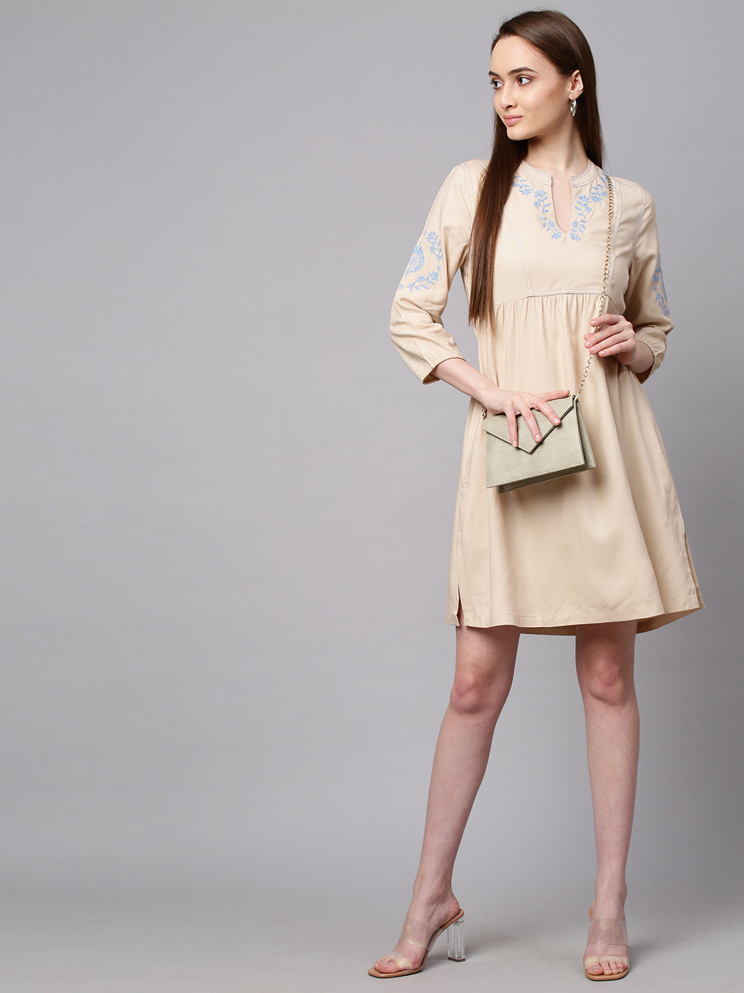 Embroidered Textured Dobby Kurta