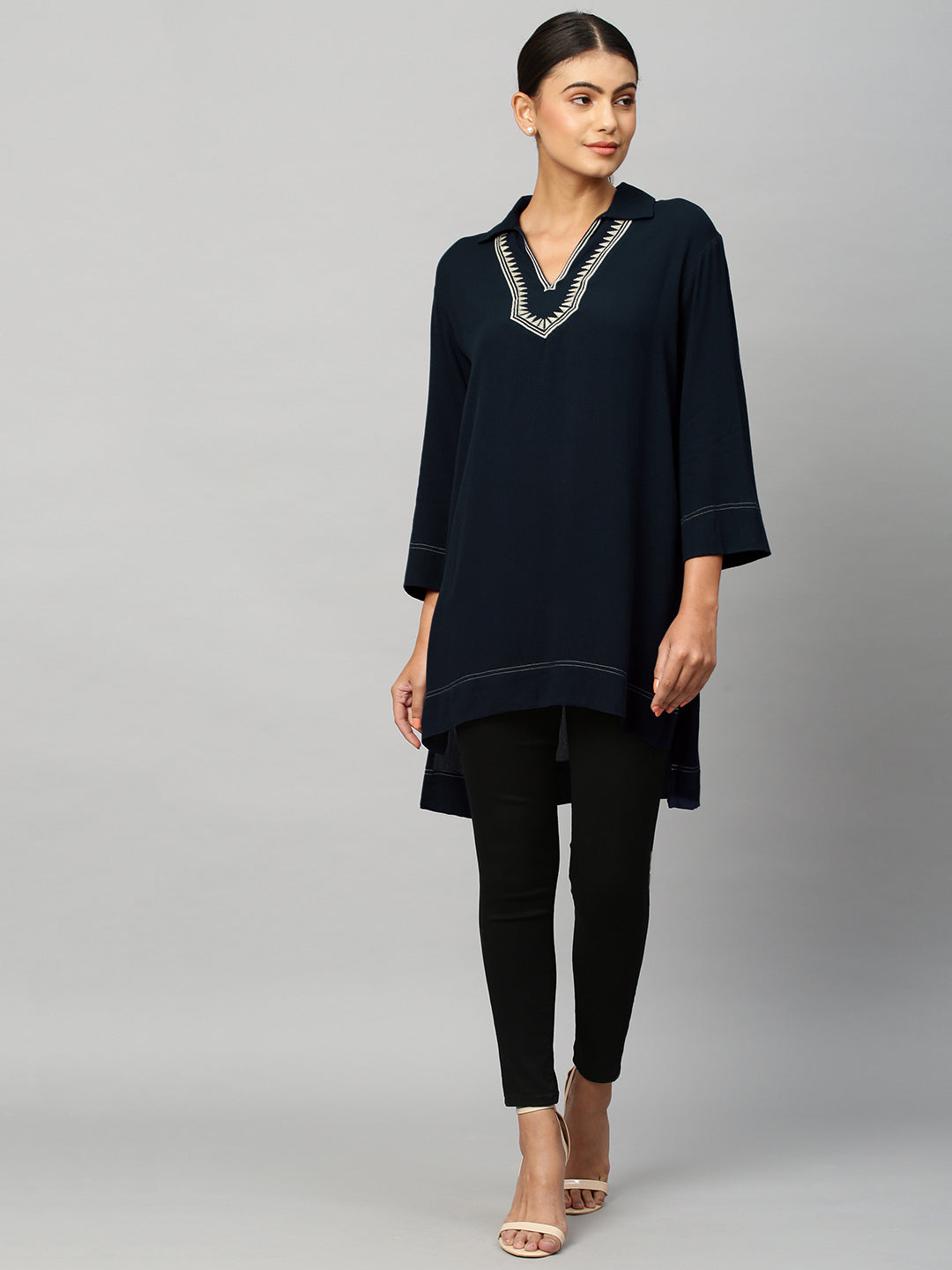 Crinkle Rayon Embroidered Kurta