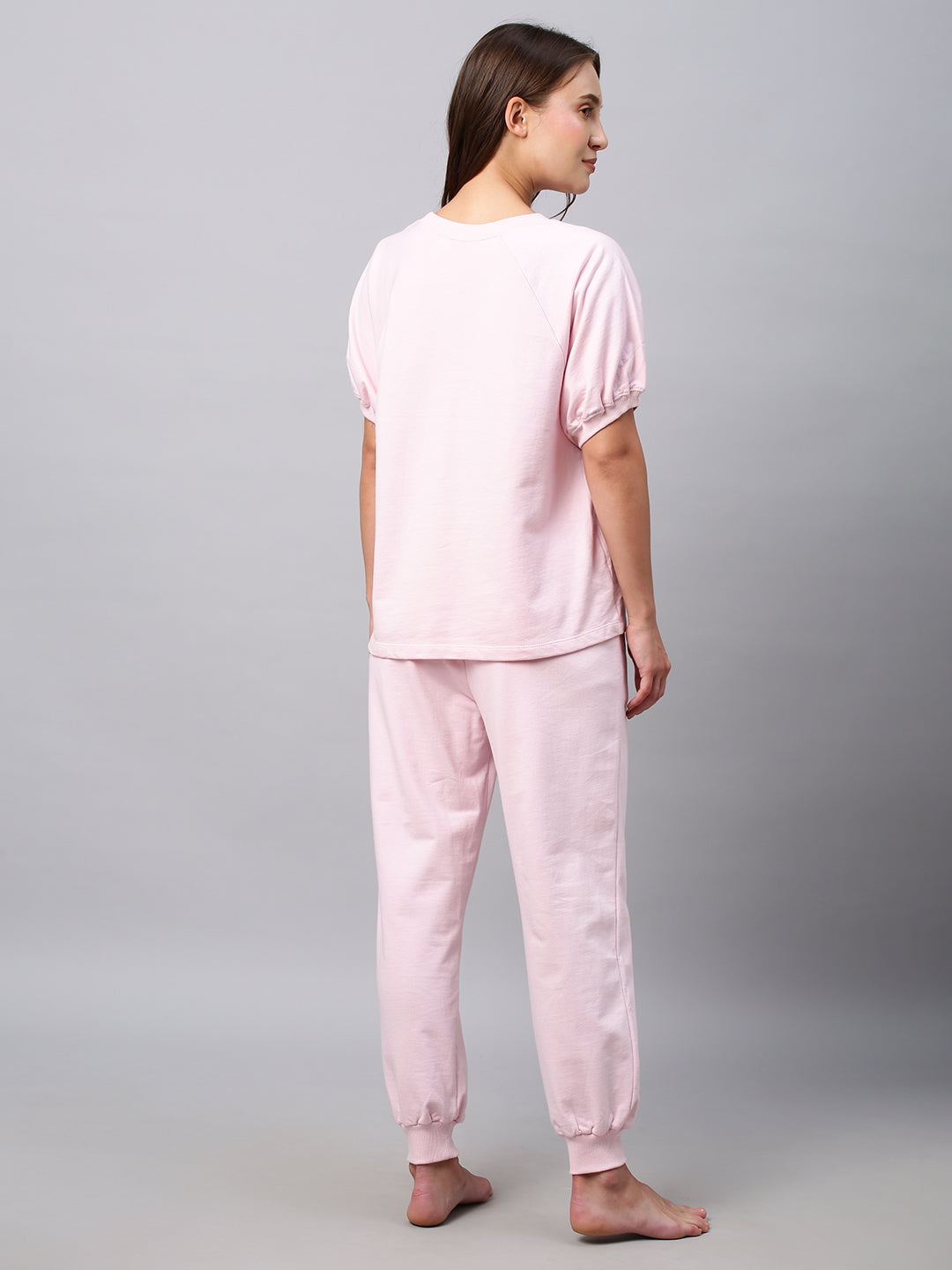 Cotton French Terry Graphic Printed Tee And Joggers Lounge Set