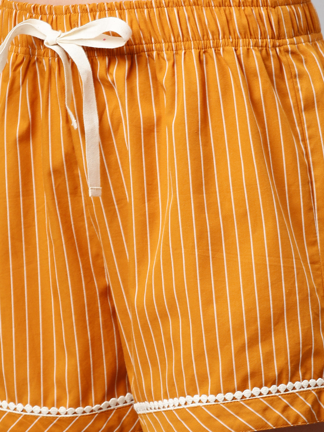 Mustard Striped Cotton Night Suit